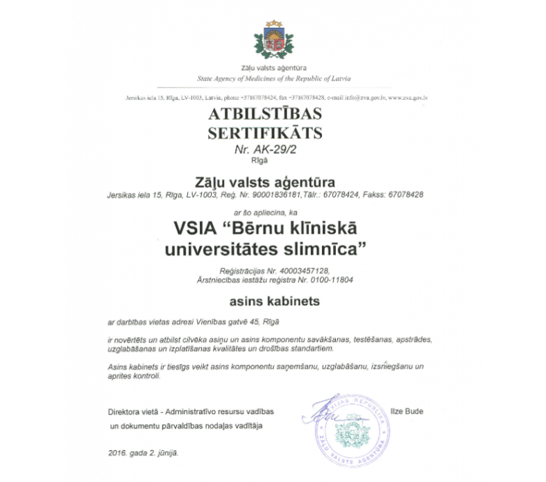 Atbilstības sertifikāts_Zāļu valsts aģentūra