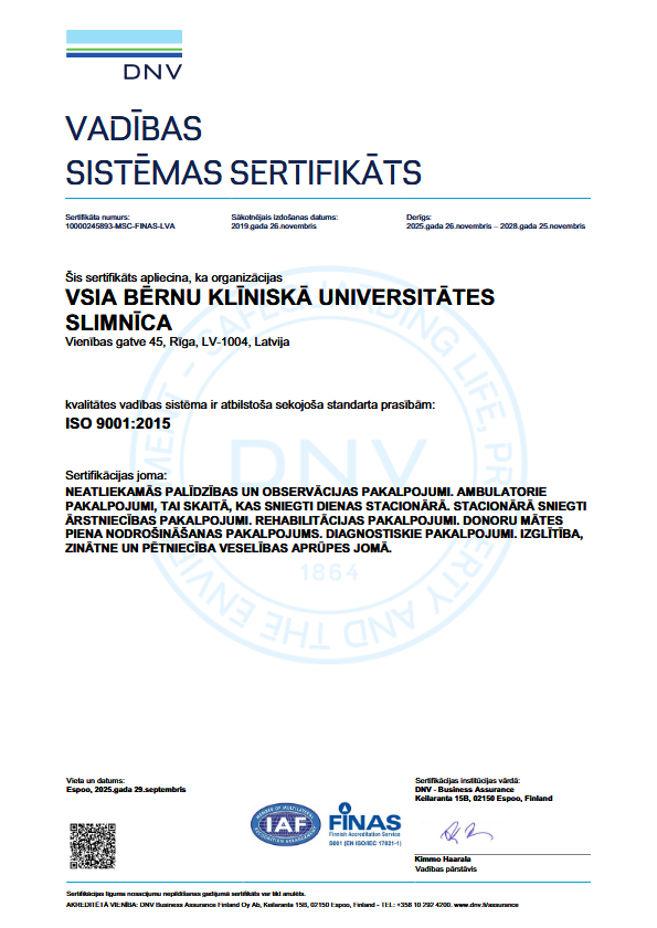 Vadības sistēmas sertifikāts