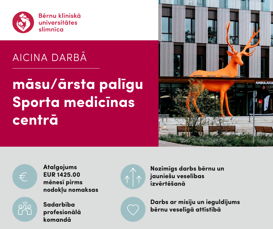 māsa/ārsta palīgs Sporta medicīnas centrā